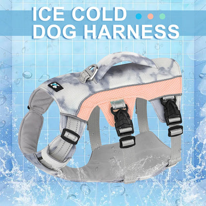 Ice Cooling Dog Harness Vest Adjustable Dog Harnesses Reflective Outdoor Pet Summer Vest for Small Medium Large Dogs Chihuahua