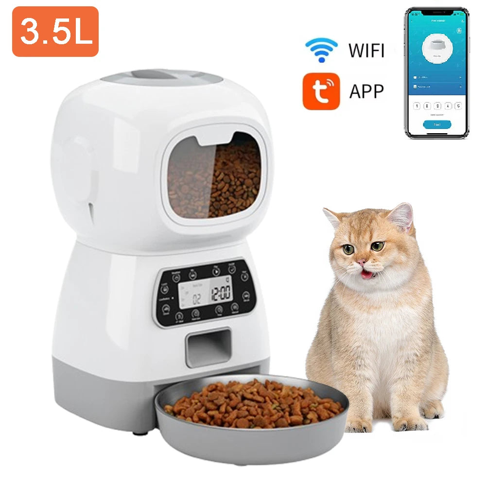 3.5L Automatic Pet Feeder- WiFi Smart Swirl  With Voice Recorder