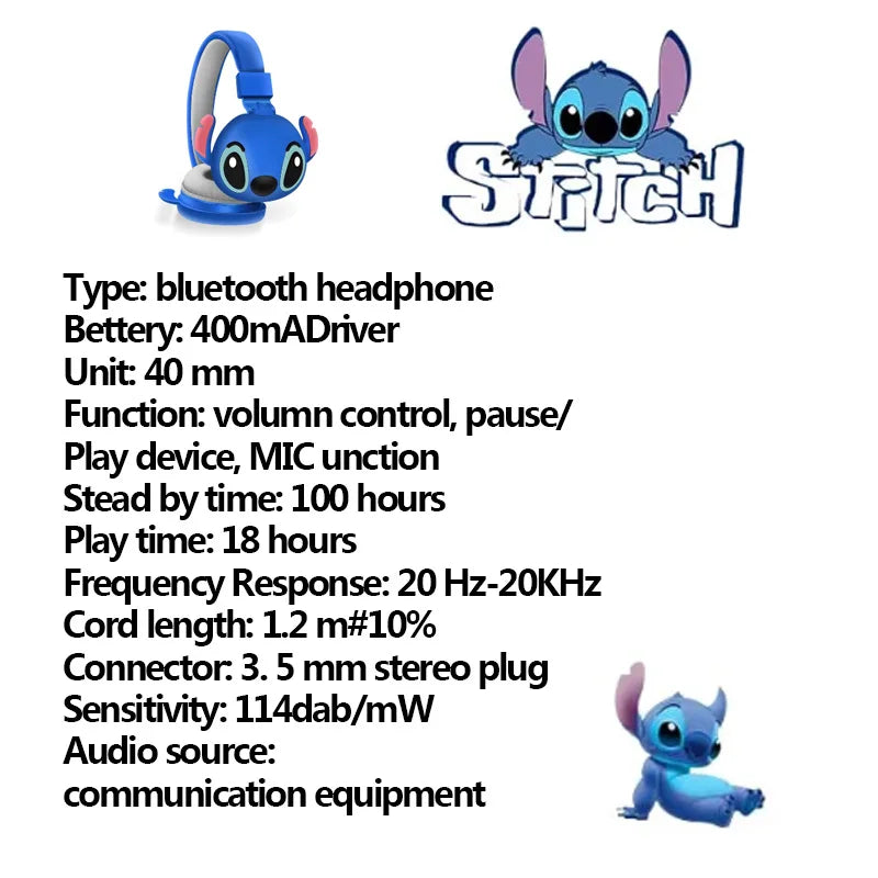 New Stitch Bluetooth Disney Wireless Earbuds Cartoon Kids Gifts