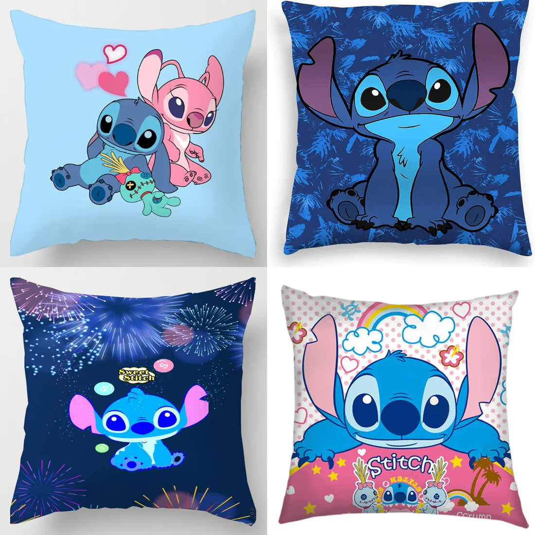 Anime Figure Disney Stitch Double Sided Print Pillowcase