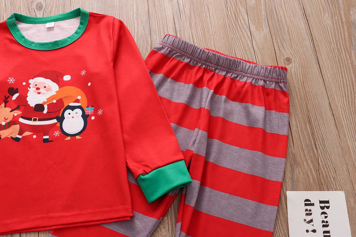 Christmas Family Matching Pajamas Set 2024 Xmas Adult Kid Family Matching Clothes Top+Pants  Famaly Sleepwear Baby Romper