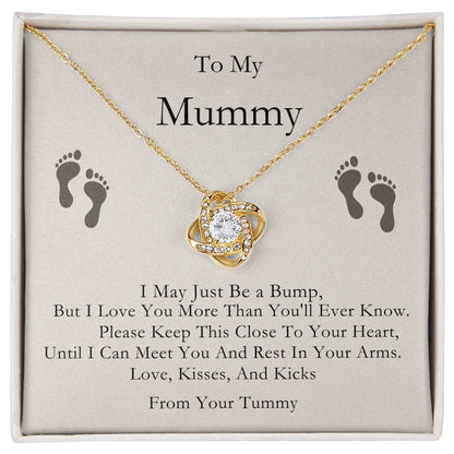 Mummy to Be-Baby Feet- Love Knot Necklace-Mother&