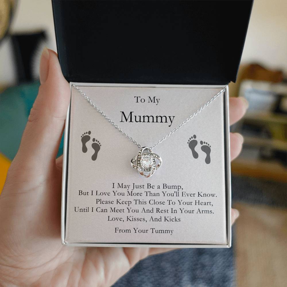 Mummy to Be-Baby Feet- Love Knot Necklace-Mother&